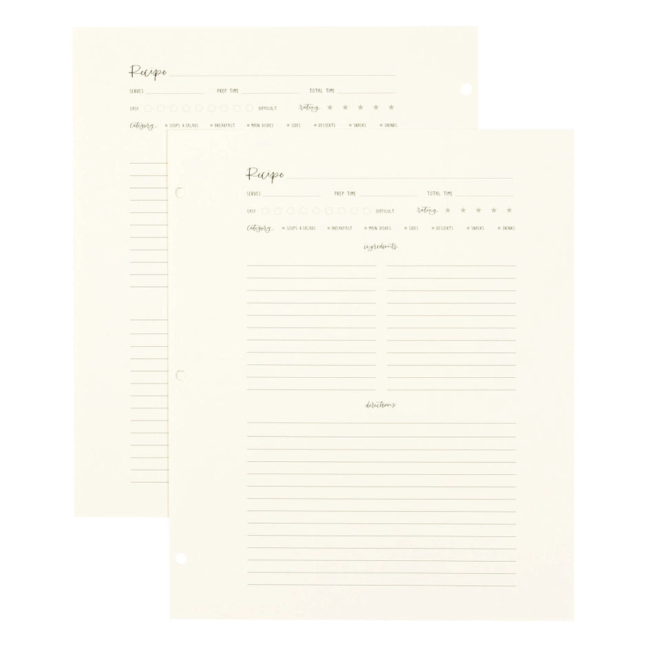 Large Recipe Page Set
