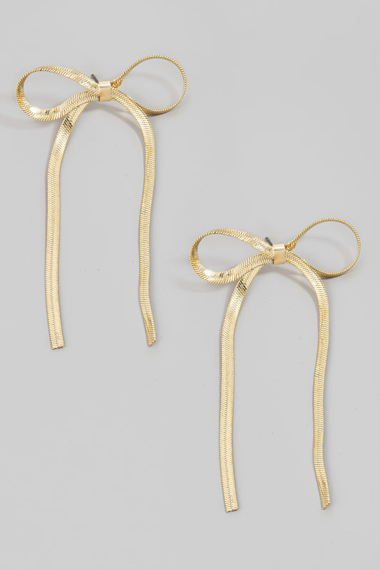 Ribbon Bow Chain Earrings