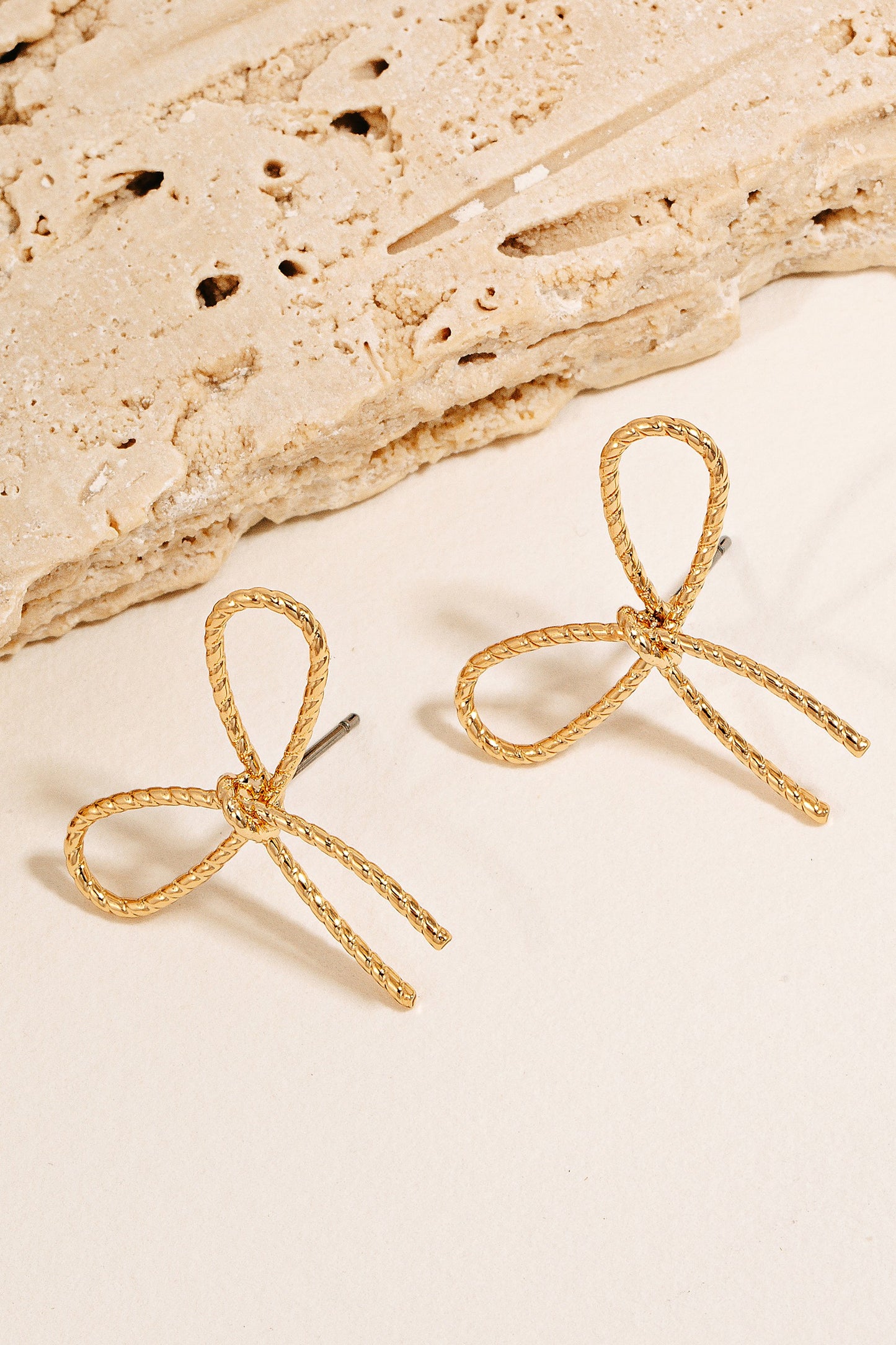 Gold Textured Bow Stud
