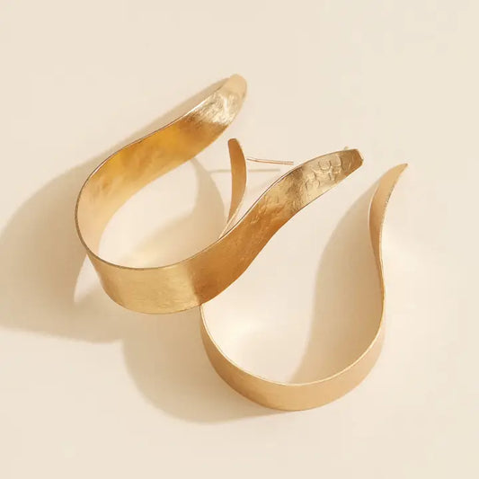 Gold Sculpture Wave Earrings