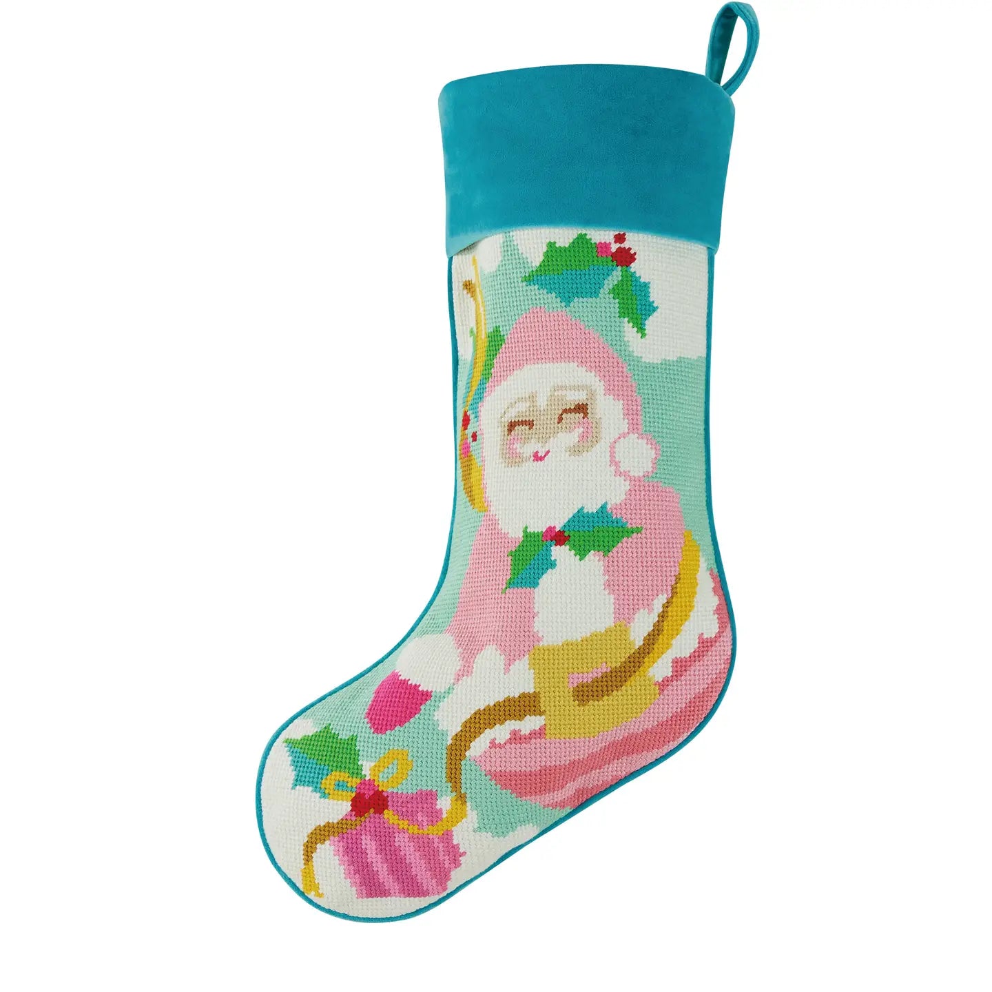 Papa Noel Embroidered Stocking