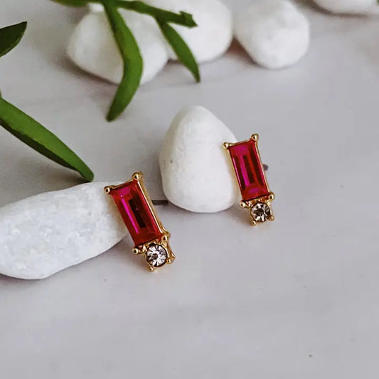 Baguette Stone Stud Earring