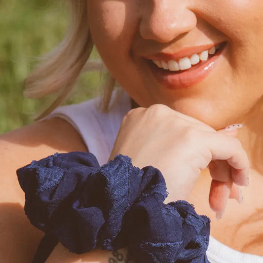 Navy Textured Jumbo Scrunchie