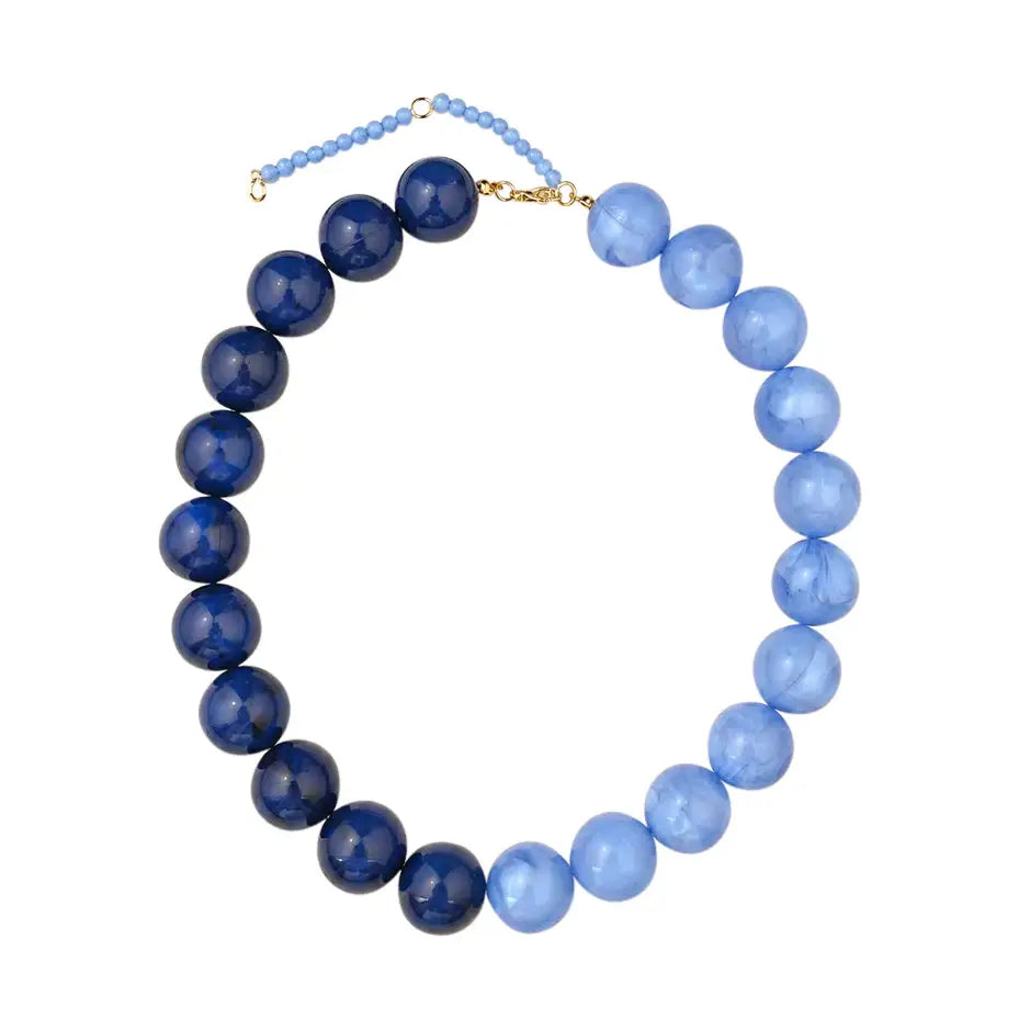 Wrenley Blue 2-Tone Beaded Necklace