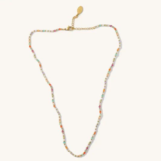 Rainbow Bead Choker Necklace