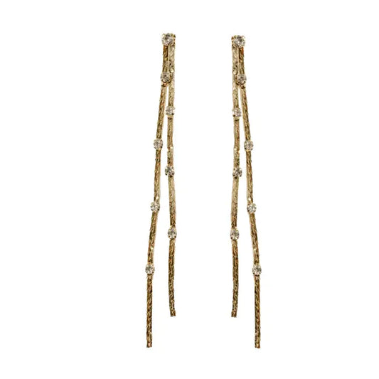 Diamond Dotted Gold Duster Earring