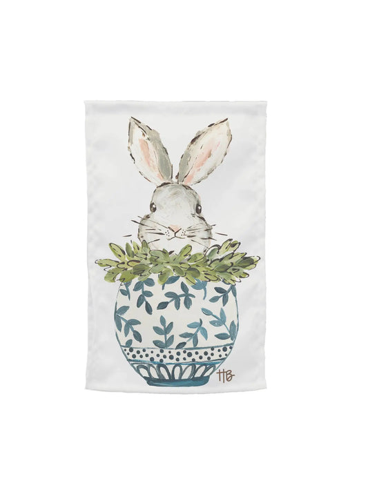 Bunny Chinoiserie Pot Garden Flag