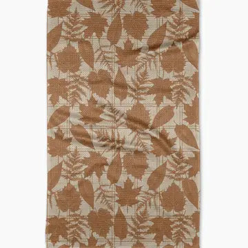 Autumnal Leaves Gold Tea Towel
