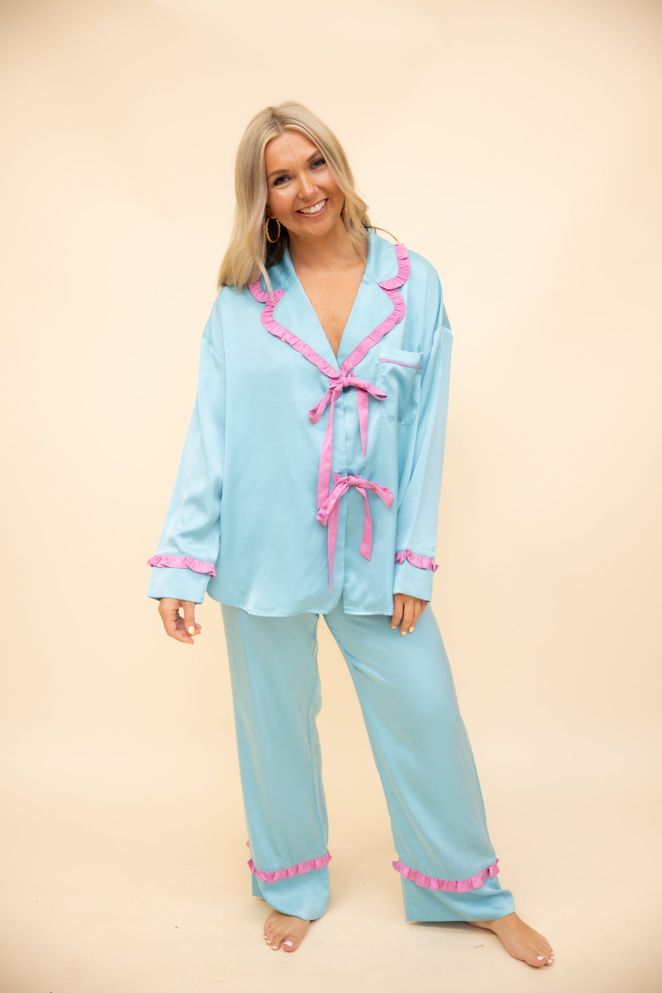 Satin Ruffle Pajama Set