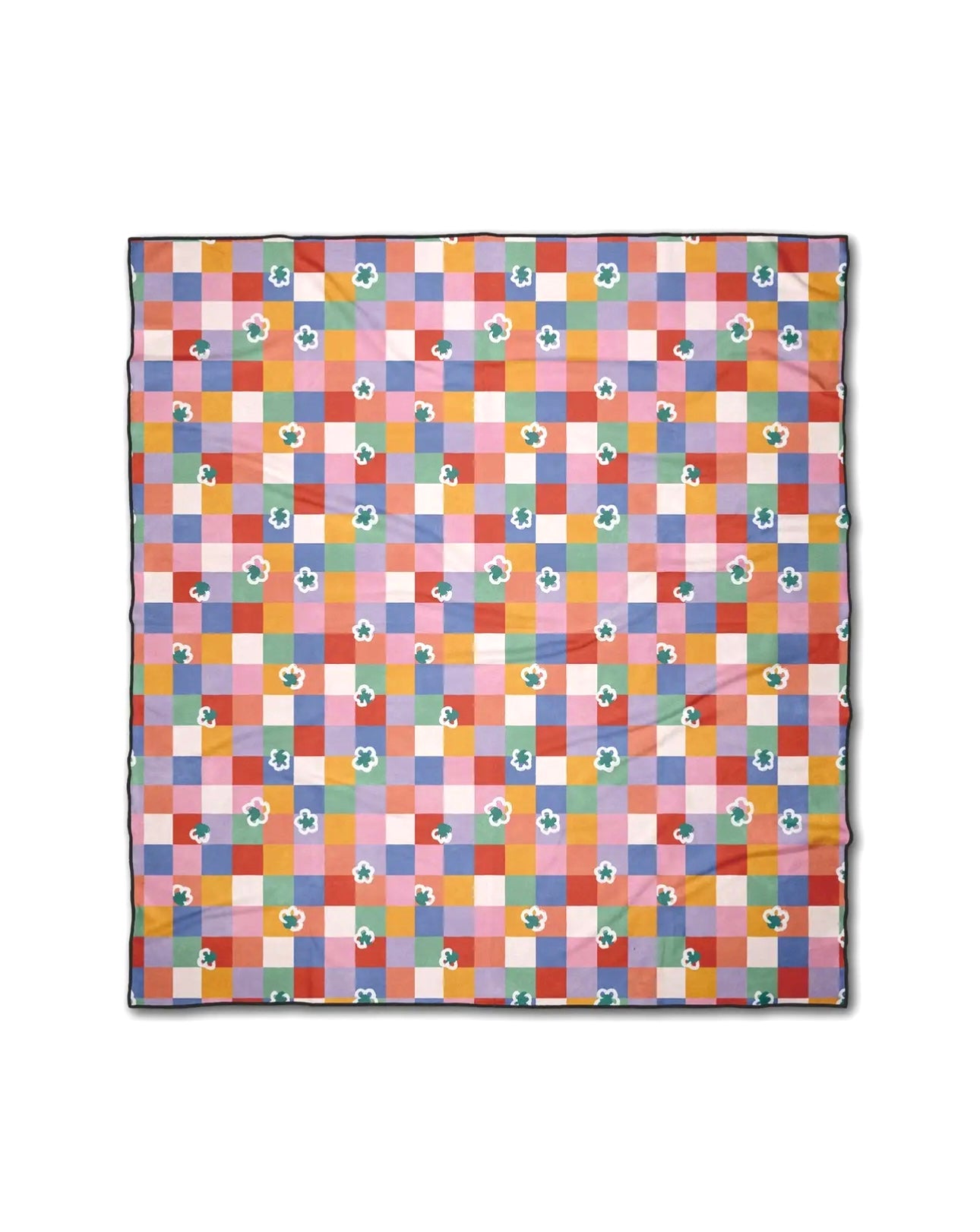 Floral Checks Geometry Beach Blanket