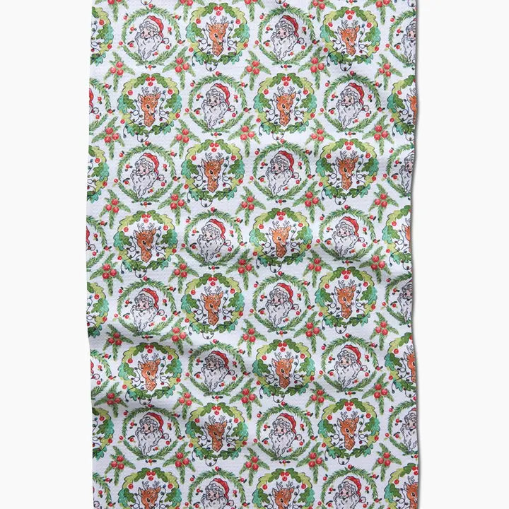 Berry Retro Geometry Tea Towel