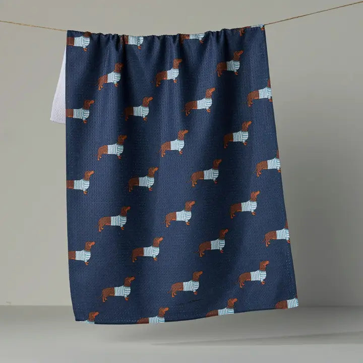 Coastal Dachshund Tea Towel
