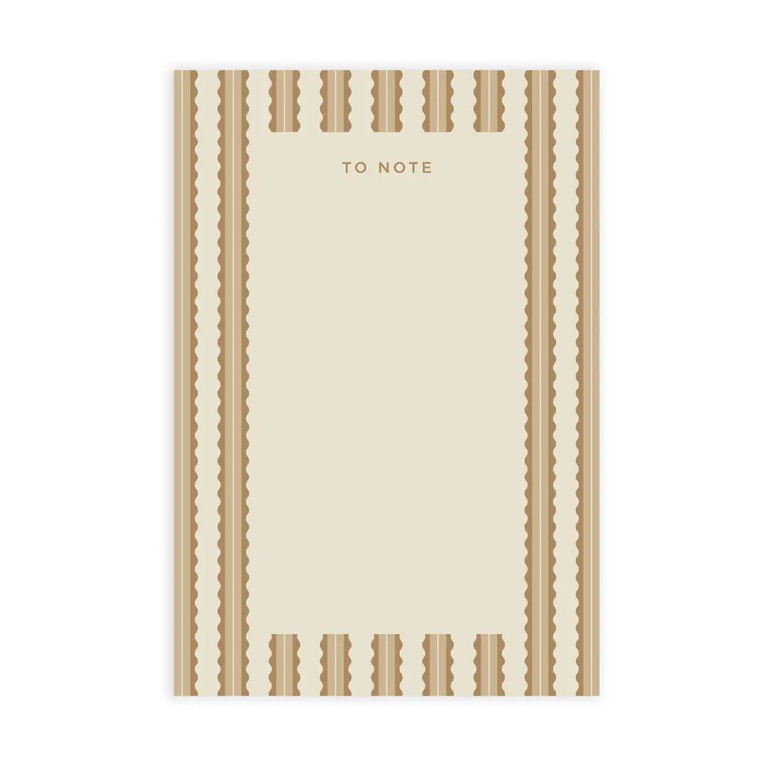 Tan Scallop Stripe Notepad