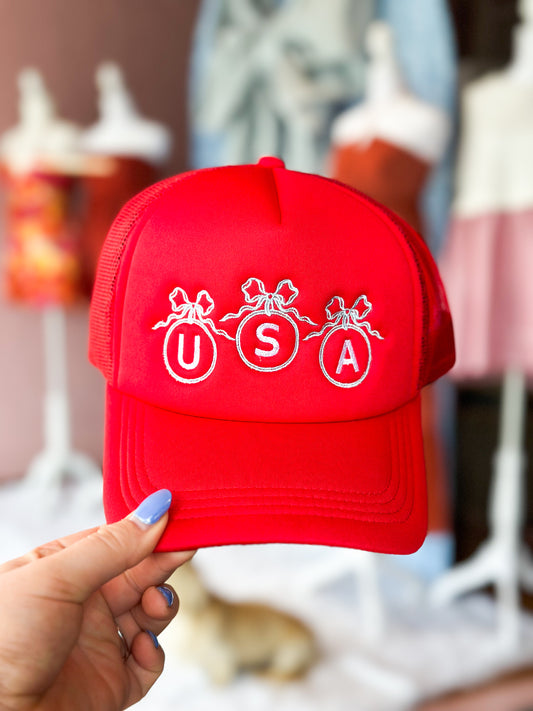 Red Bow USA Trucker Hat