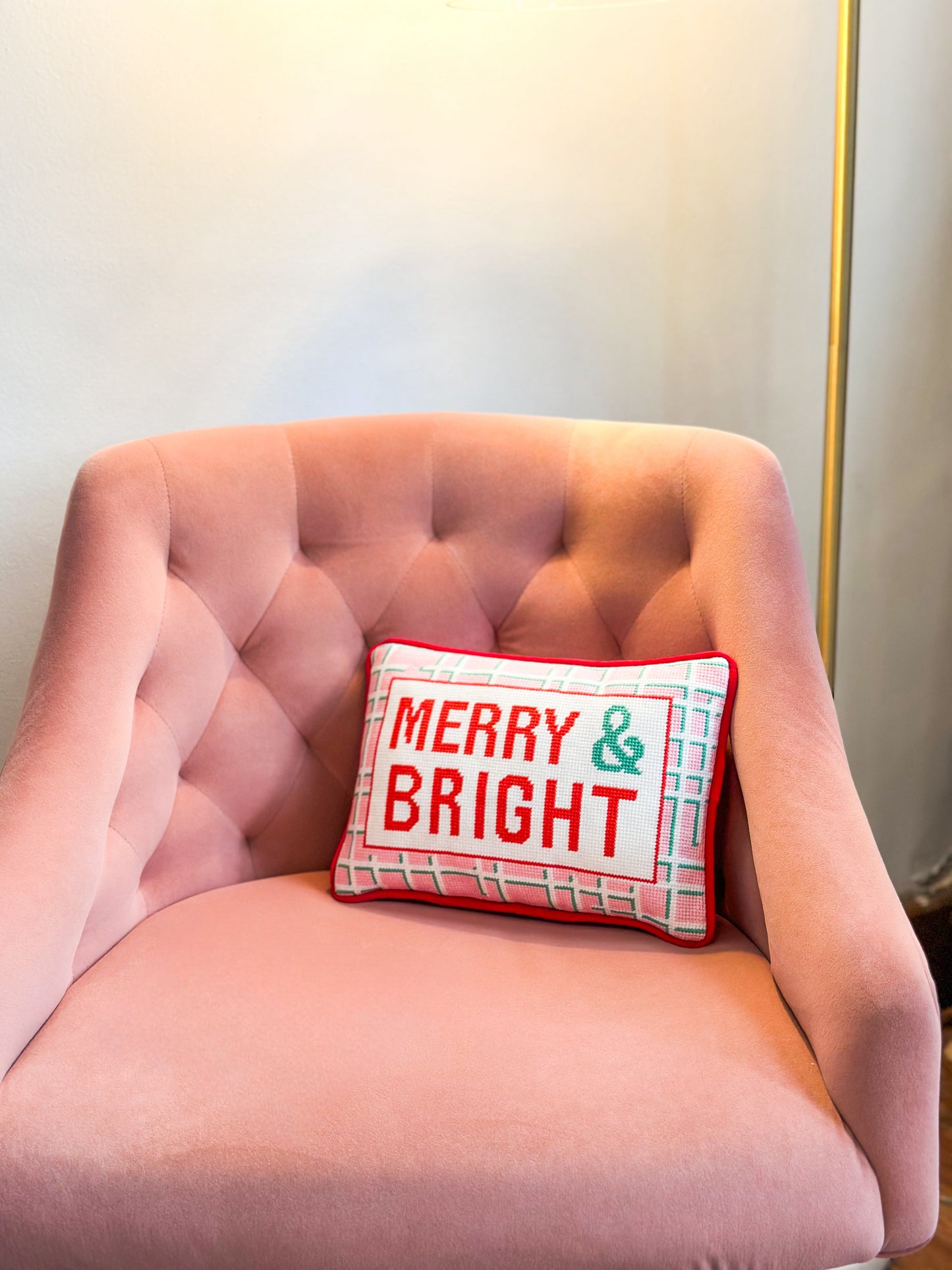 Merry & Bright Needlepoint Pillow