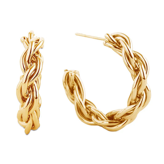 14K Gold Dipped Chunky Twisted Hoop