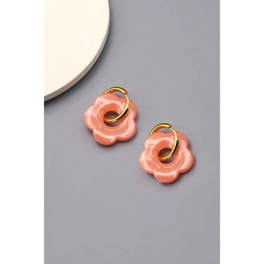 Flower Charm Huggie Earrings