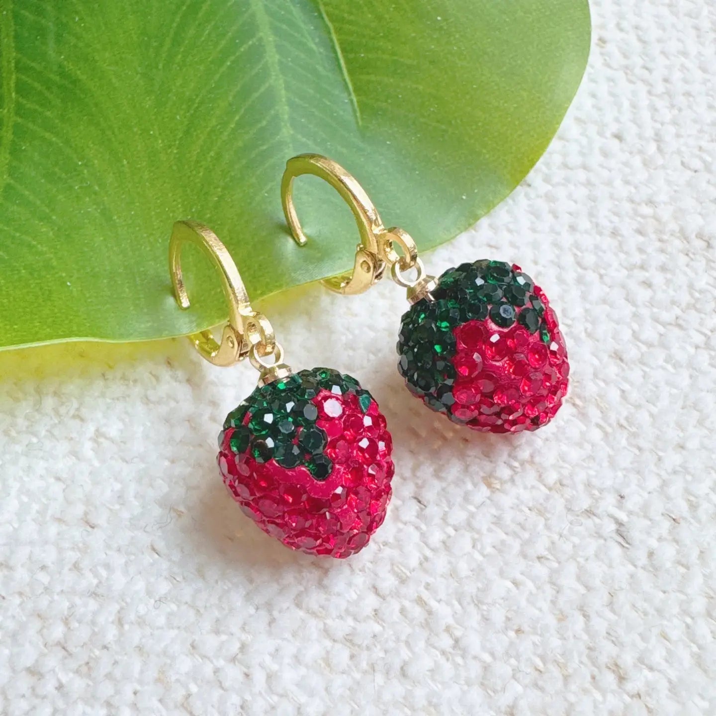 Strawberry Dangle Hoops