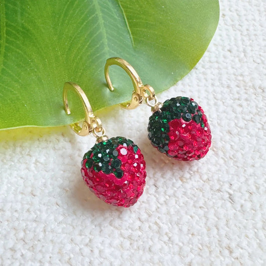 Strawberry Dangle Hoops