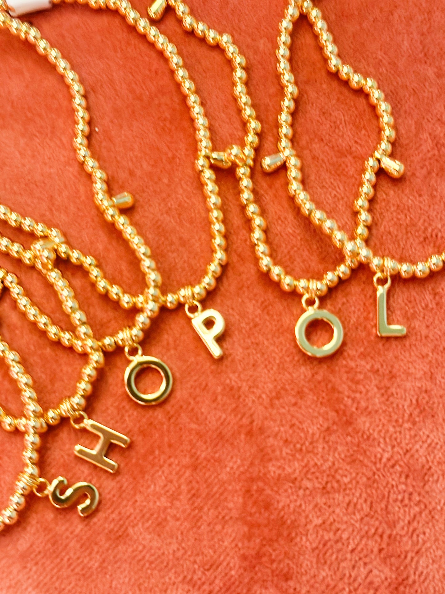 Gold Stretch Alphabet Bracelet