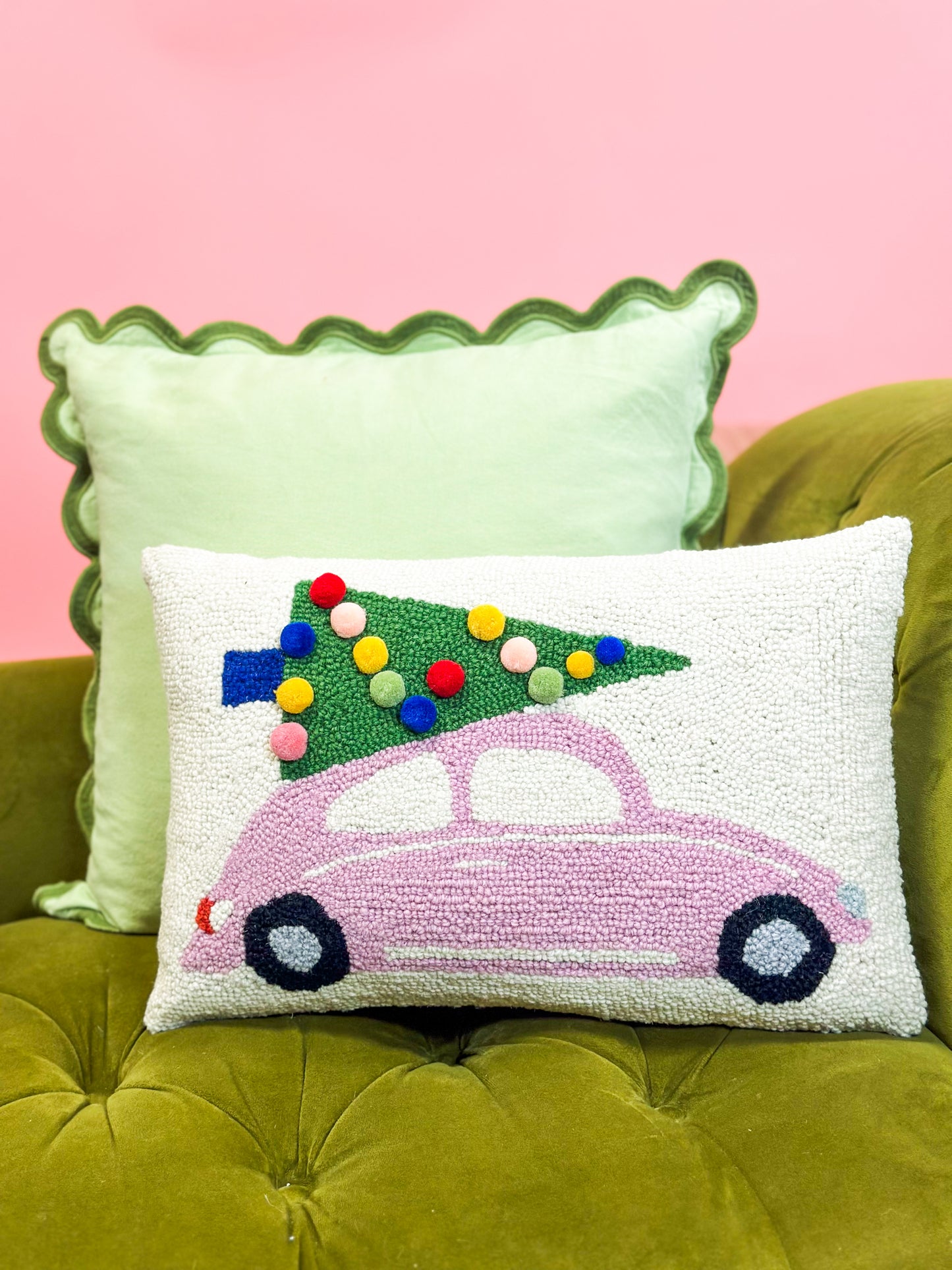 Pink Car Tree Hook Pillow