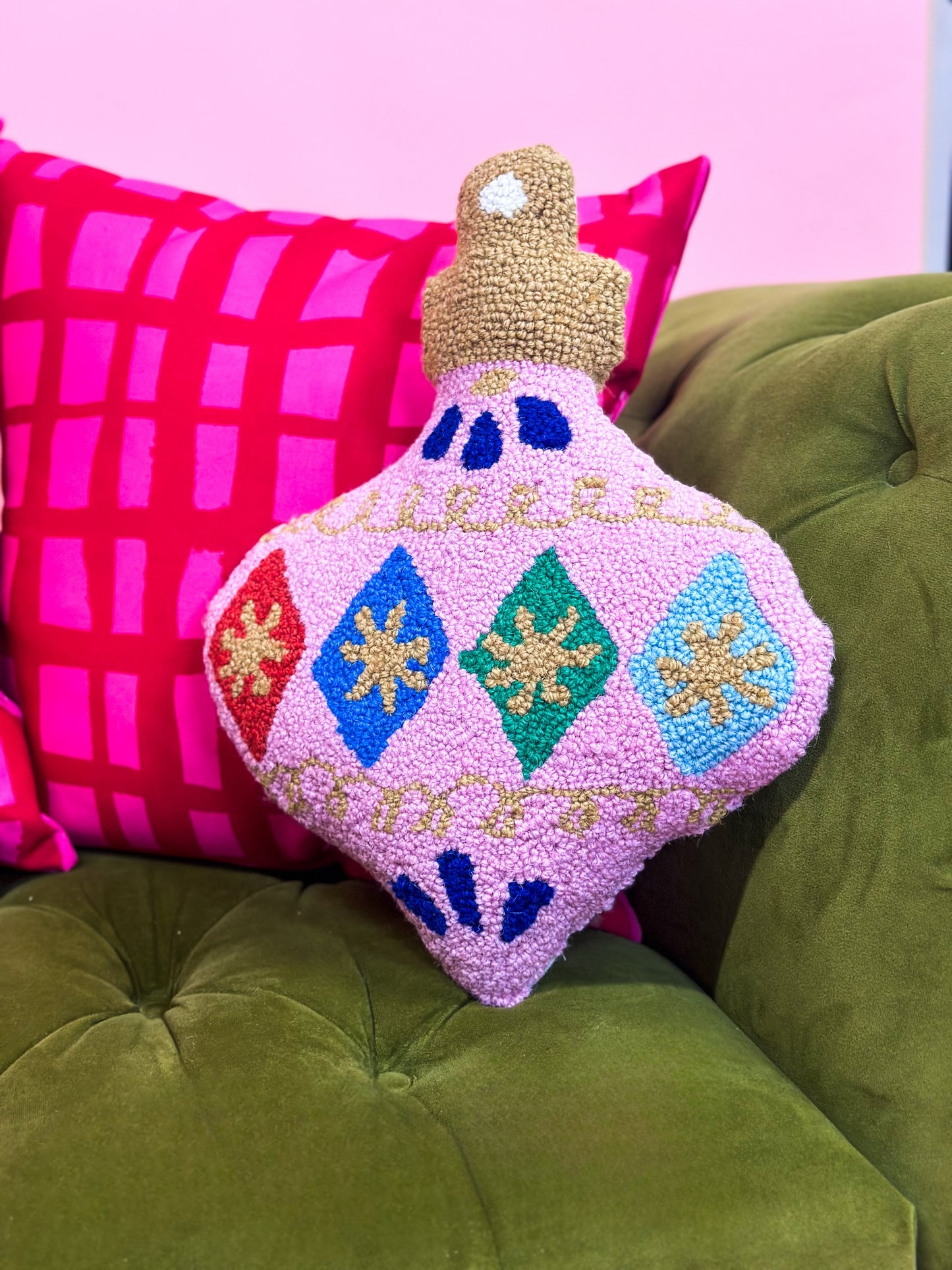 Pink Ornament Shaped Hook Pillow