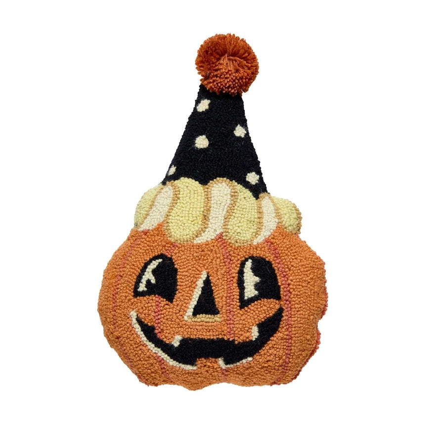Shaped Retro Pumpkin Hooked Pillow