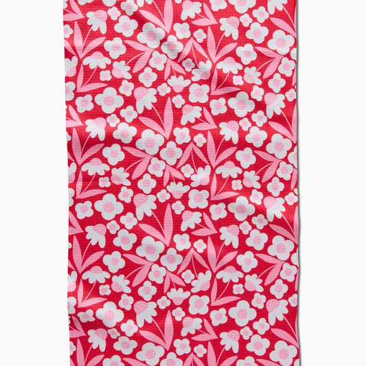 Pink Blooms Geometry Towel