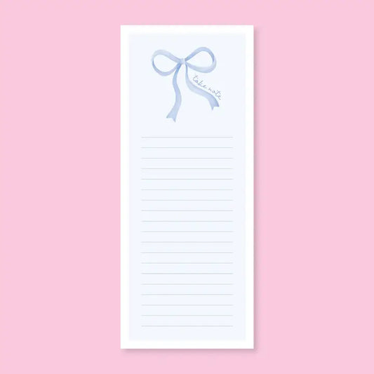 Take Note Blue Bow Notepad