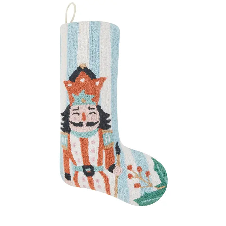 Holly Striped Nutcracker Stocking