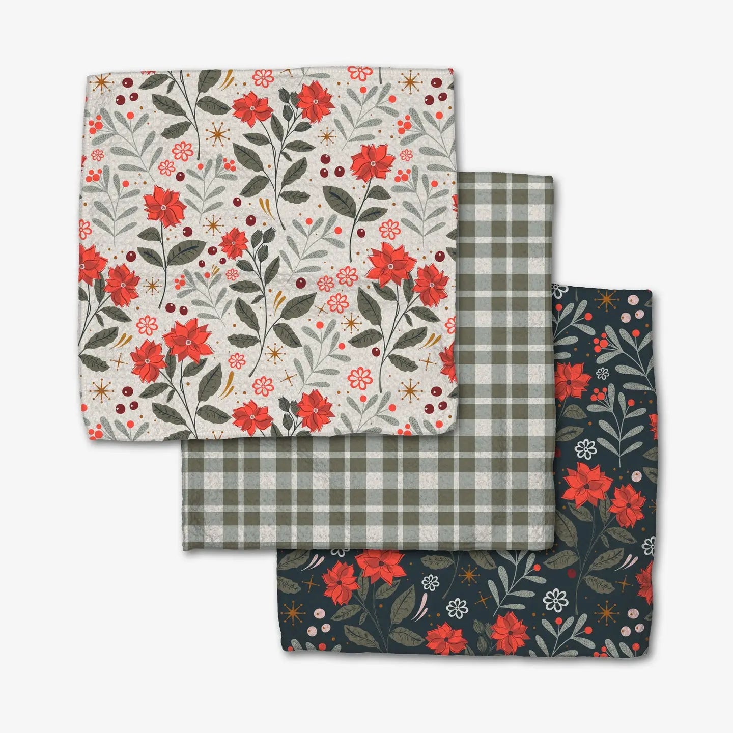 Holiday Floral Dishcloth Set