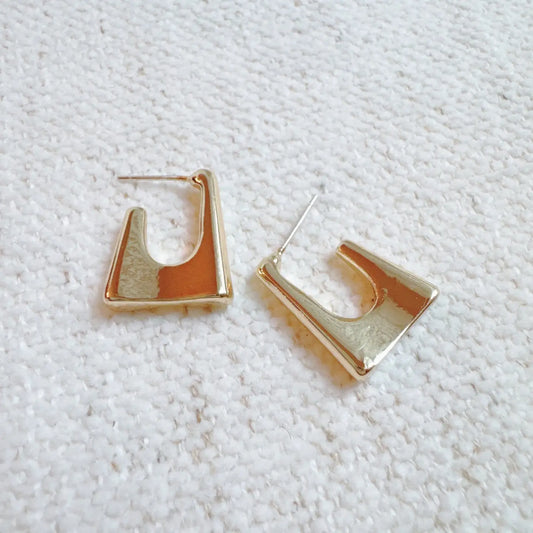 Golden Square Hoop Earrings