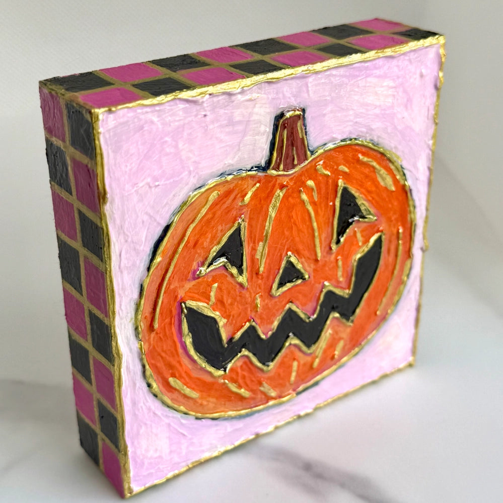 Jack O’ Lantern Wood Block Art