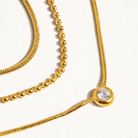 Paulette 18K Trilayer Necklace