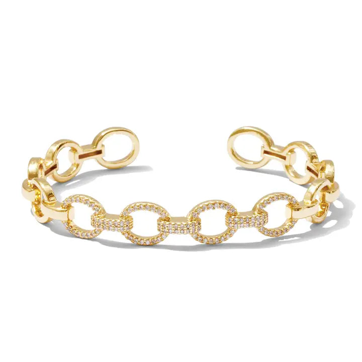 Gold Rounded Link Cuff Bracelet
