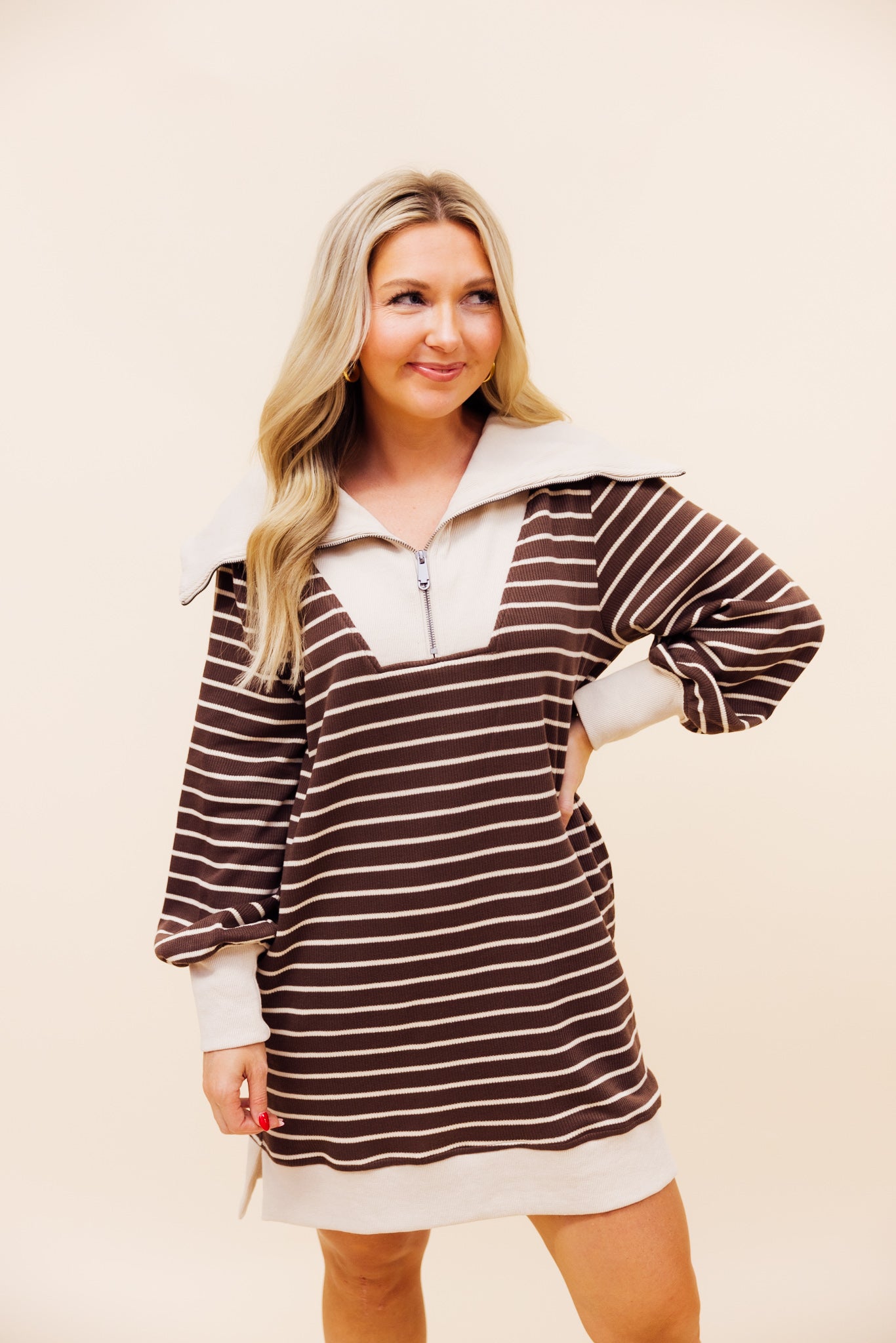 Striped Collar Casual Dress