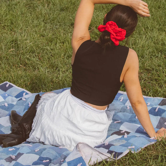 Red Eyelet Jumbo Scrunchie