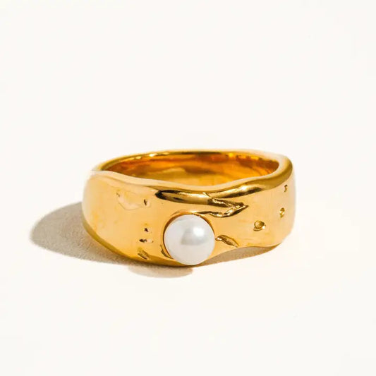 Pave 18K Pearl Ring