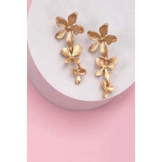 Matte Gold Flower Earrings