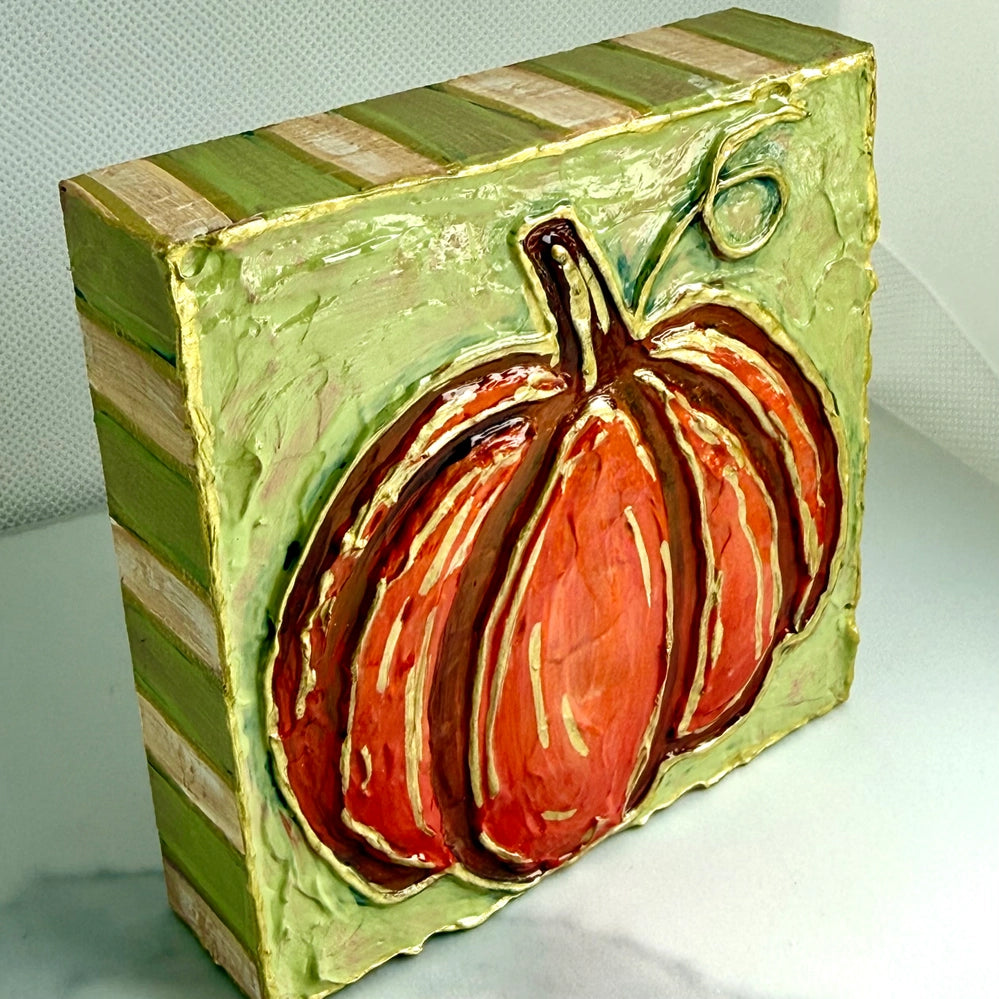 Pumpkin Wood Block Art