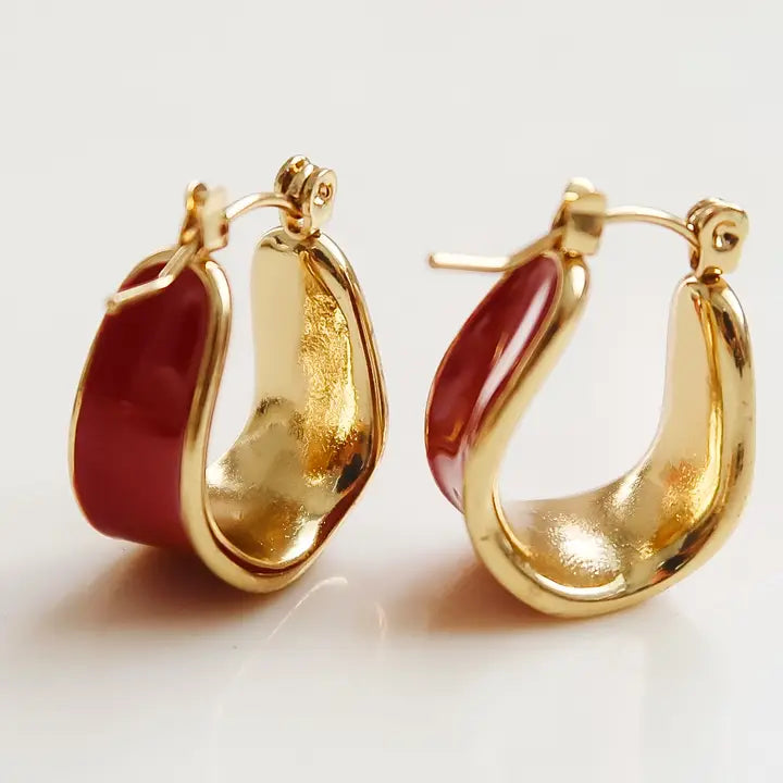 Candide Burgundy Hoop Earring