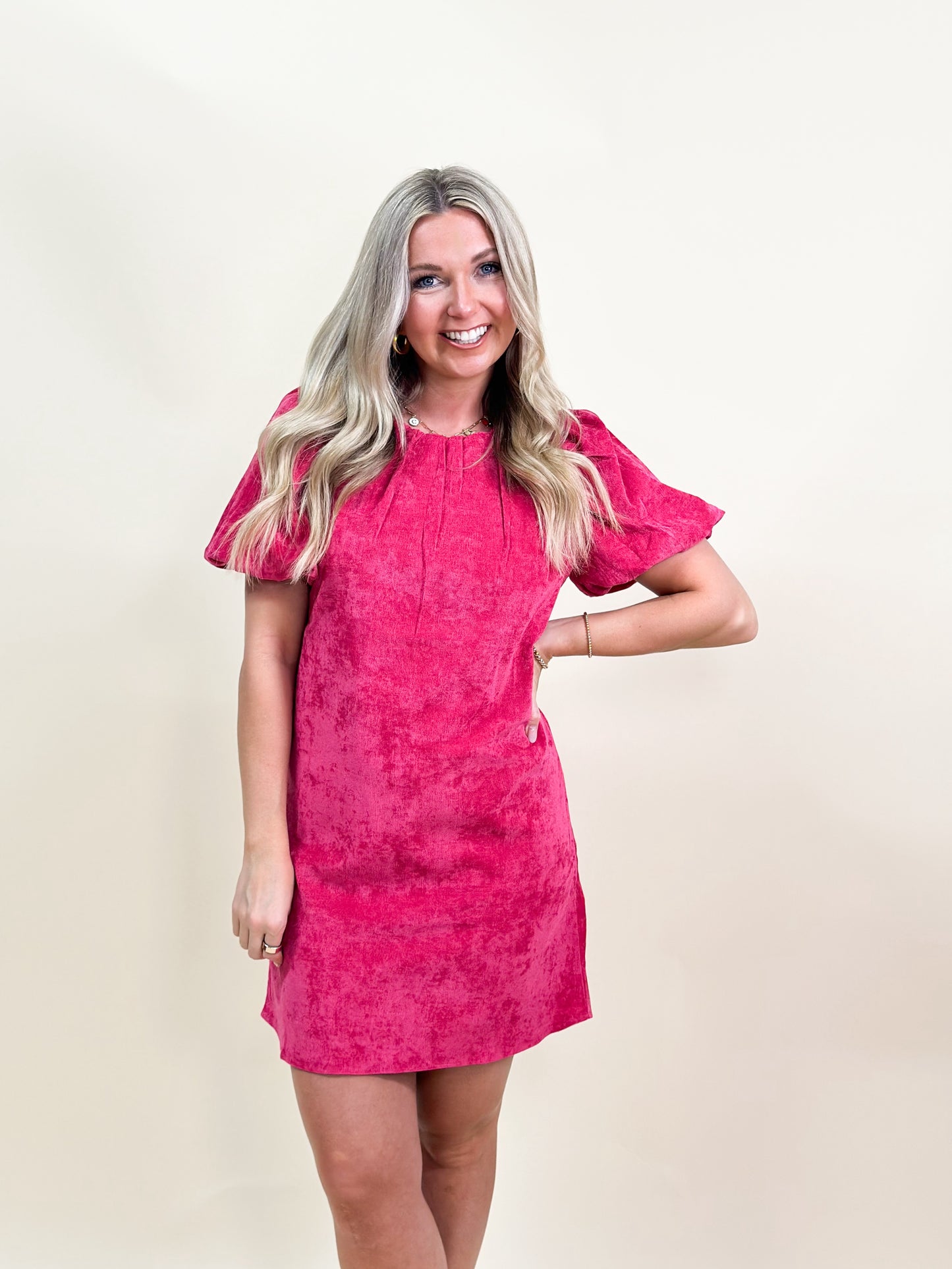 Fuchsia Corduroy Mini Dress