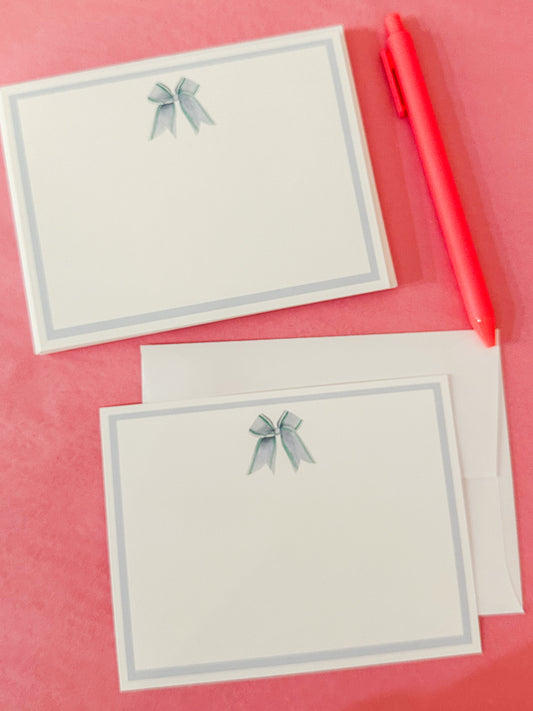 Blue Bow Stationary Cards