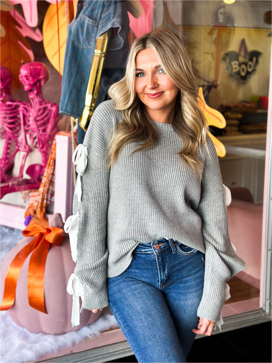 Gray Bow Sweater