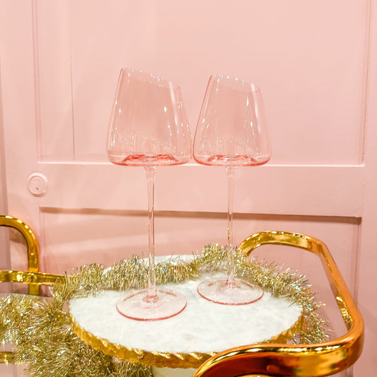 Blush Slanted Wine Glass Set