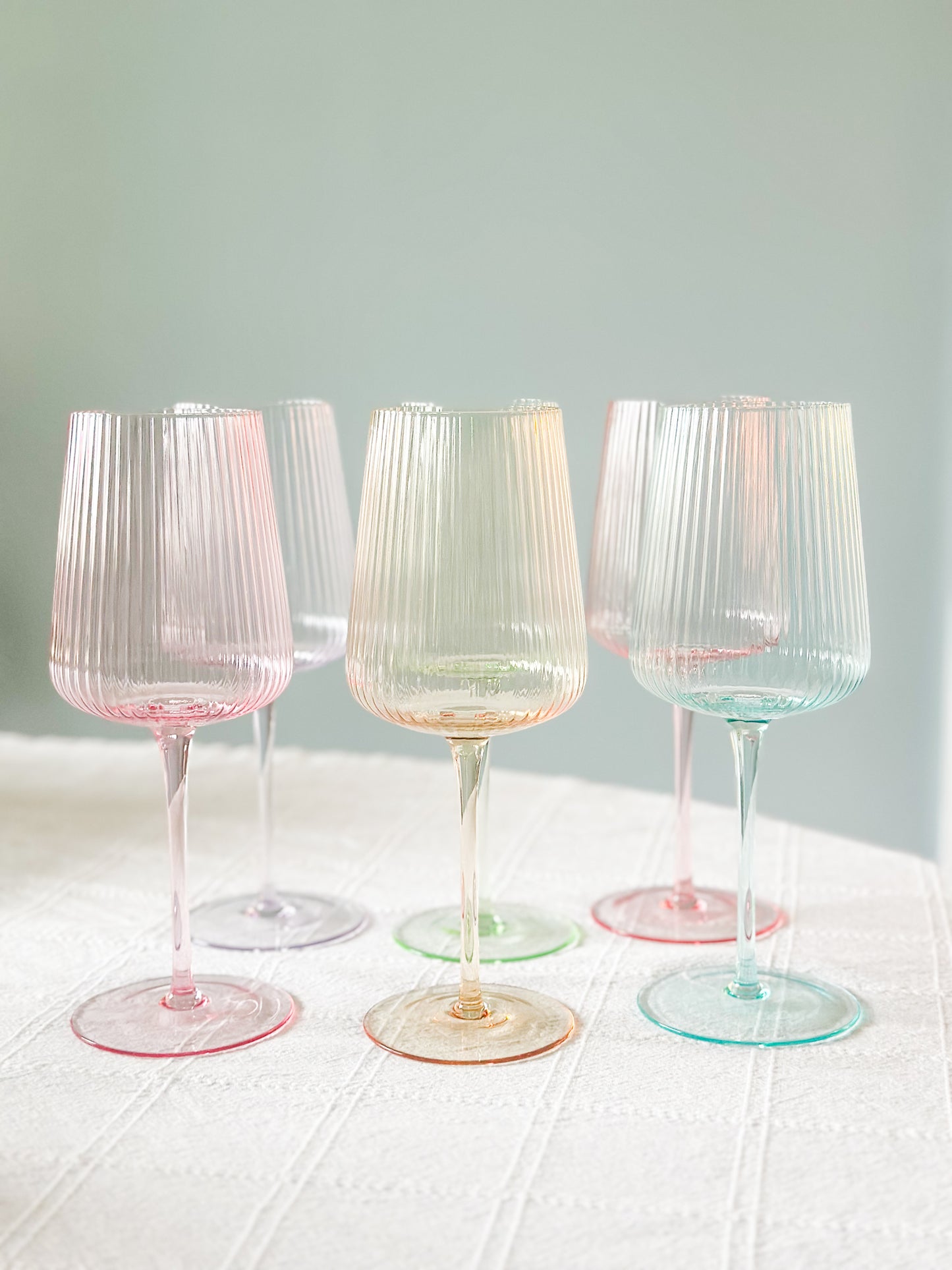 Pastel Ripple Wine Glass Set