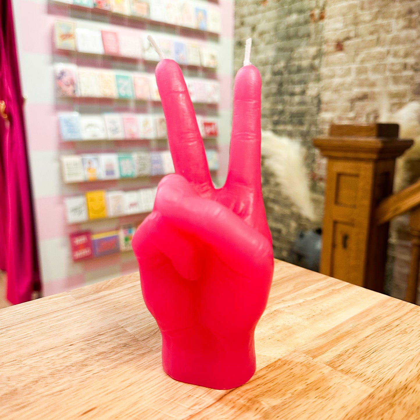 Pink Peace Sign Candle