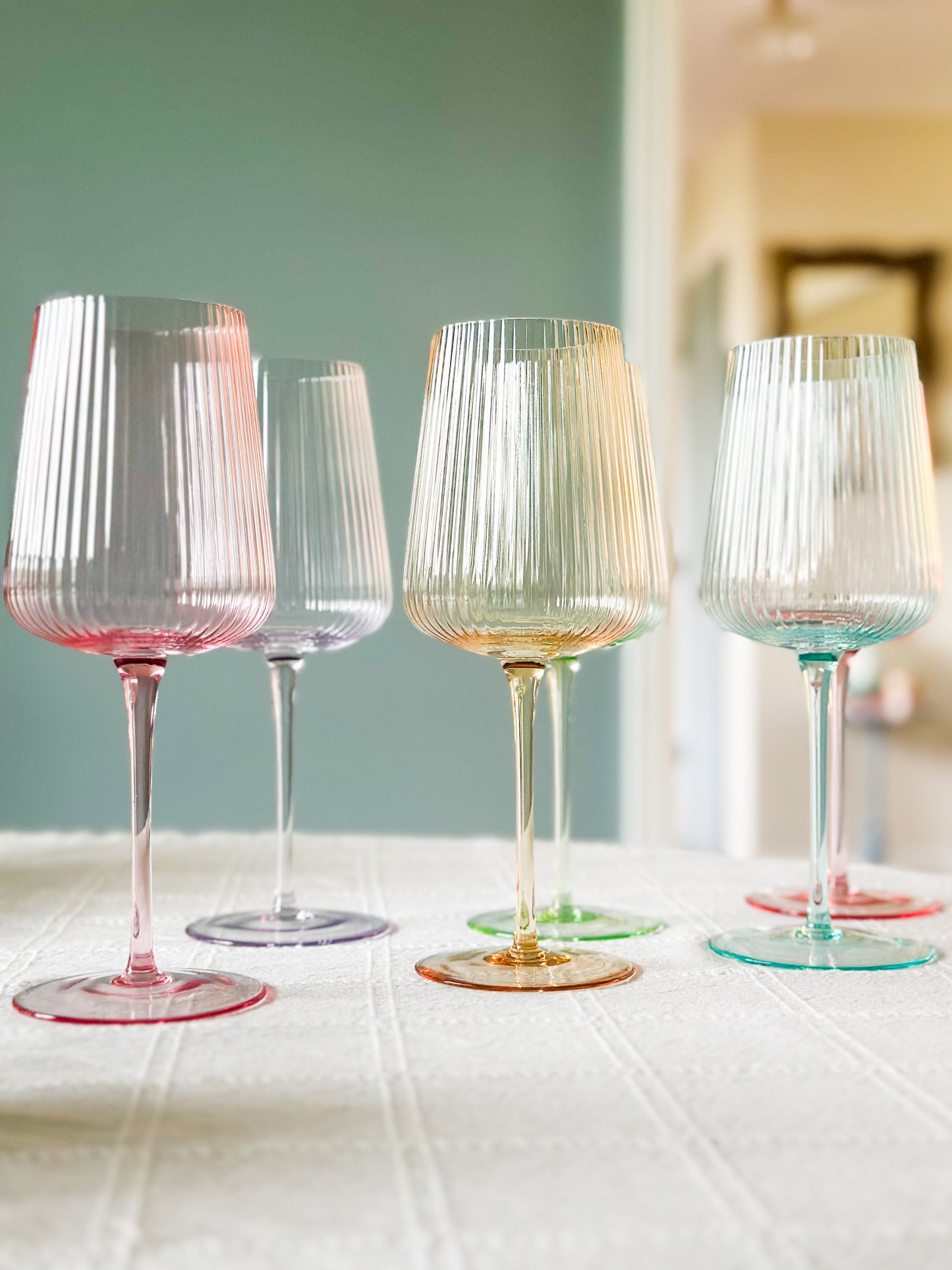 Pastel Ripple Wine Glass Set