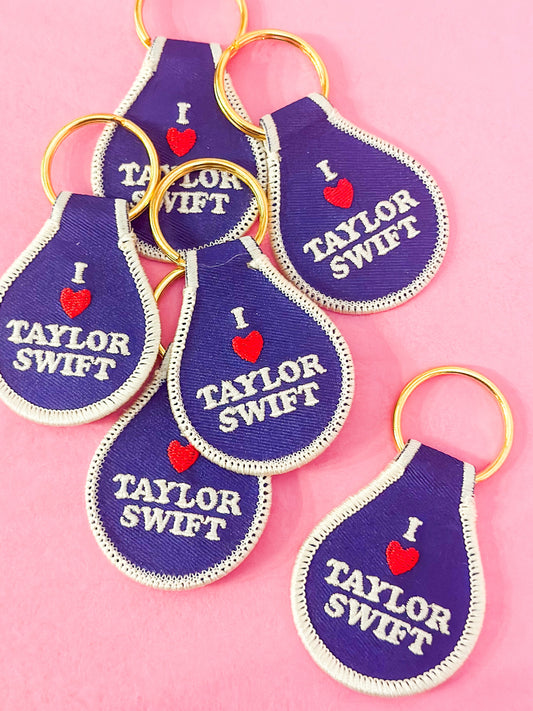 I Heart Taylor Swift Embroidered Keychain