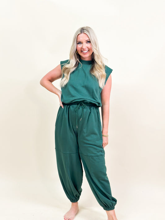 Hunter Green Casual Jumpsuit